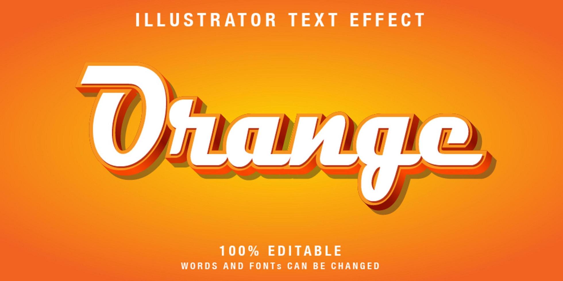 bewerkbaar cursief teksteffect in wit en oranje vector