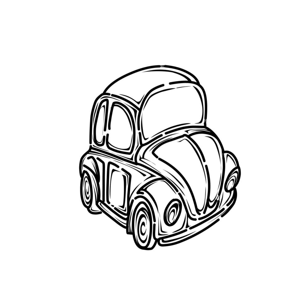 handgetekende speelgoedauto vectorillustratie vector