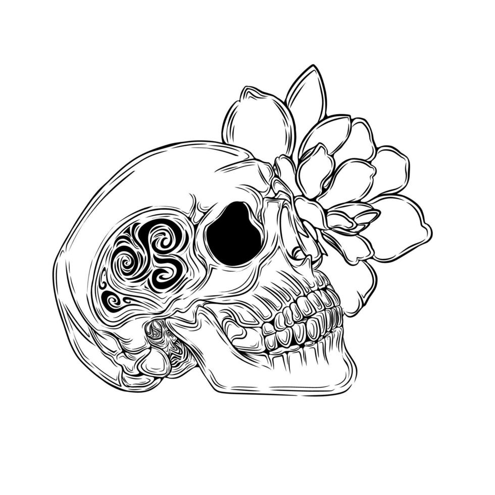 schedel bloem tattoo vectorillustratie vector