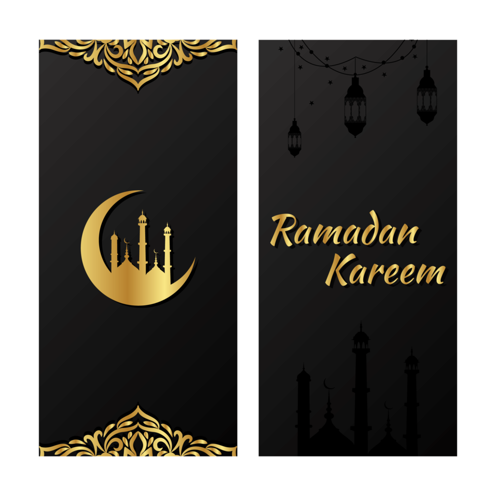 ramadan kareem gouden en zwarte banner set vector