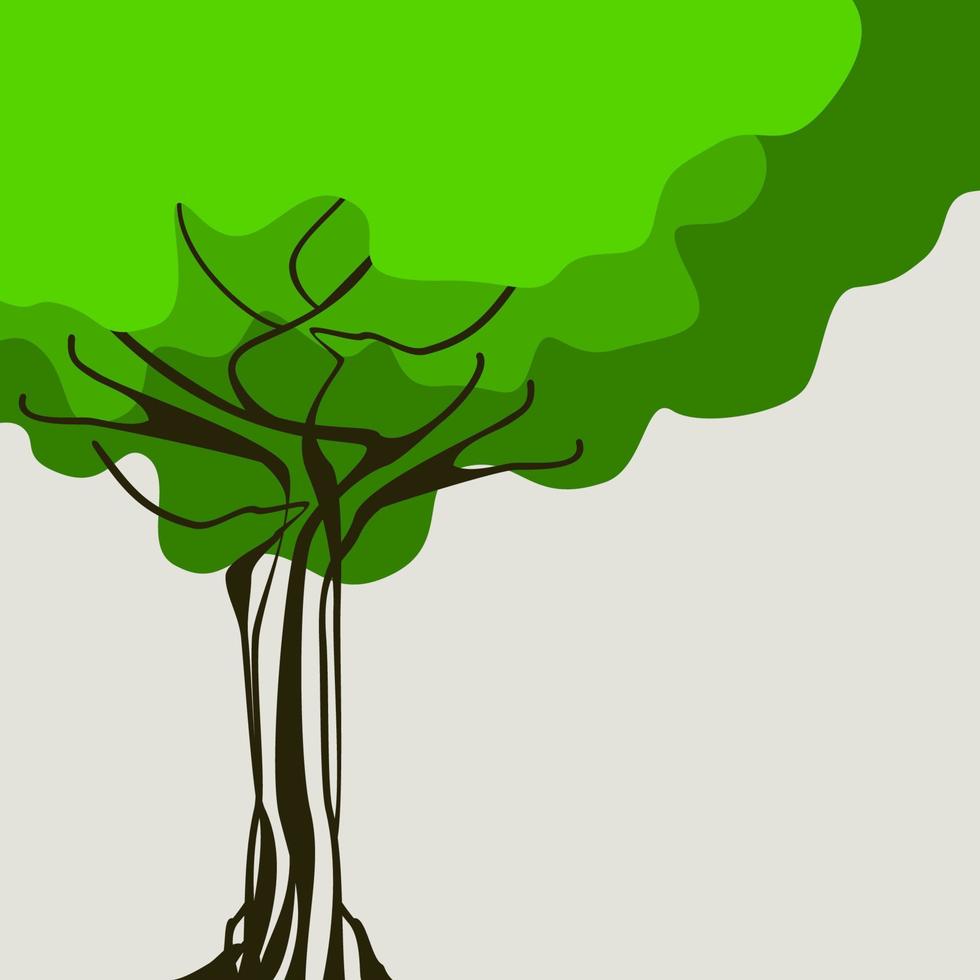 bewerkbare vector van eenvoudige boomillustratie in unieke stijl voor aardedag of groene levensomgeving gerelateerde tekstachtergrond