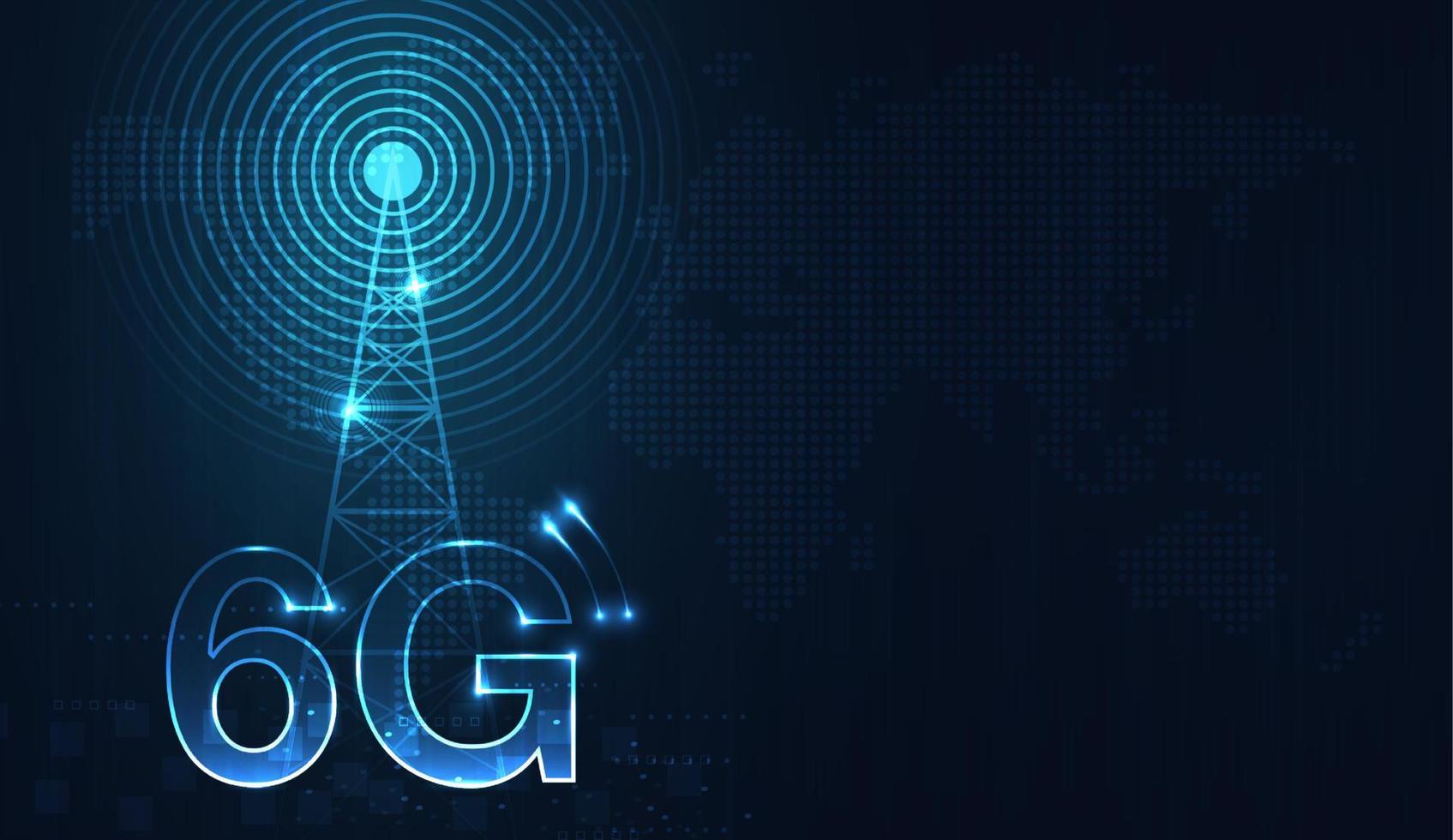 6g technologieconcept. moderne stad en telecommunicatie toren netwerk verbinding concept. wereldwijd verbindings- en internetnetwerkconcept, nieuwe generatie netwerken. vector ontwerp