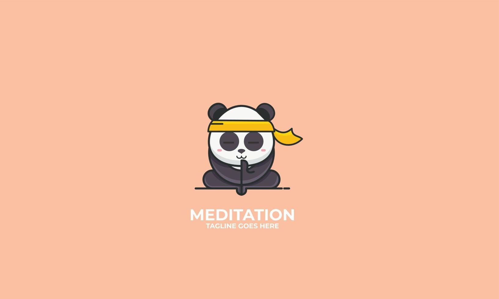 meditatie panda logo ontwerp vector