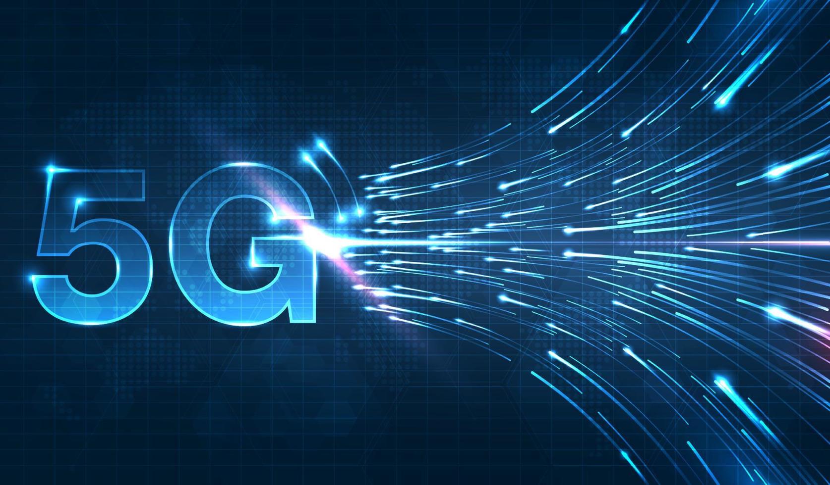 5g technologie draadloze datatransmissie, high-speed internet in abstracto. informatiestroom moderne netwerkverbinding concept achtergrond. wereldwijd verbindings- en internetnetwerkconcept. vector ontwerp