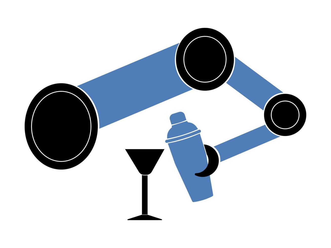 robots barmannen, gestileerde robotarm en cocktailshaker, geschikt voor logo of branding design vector