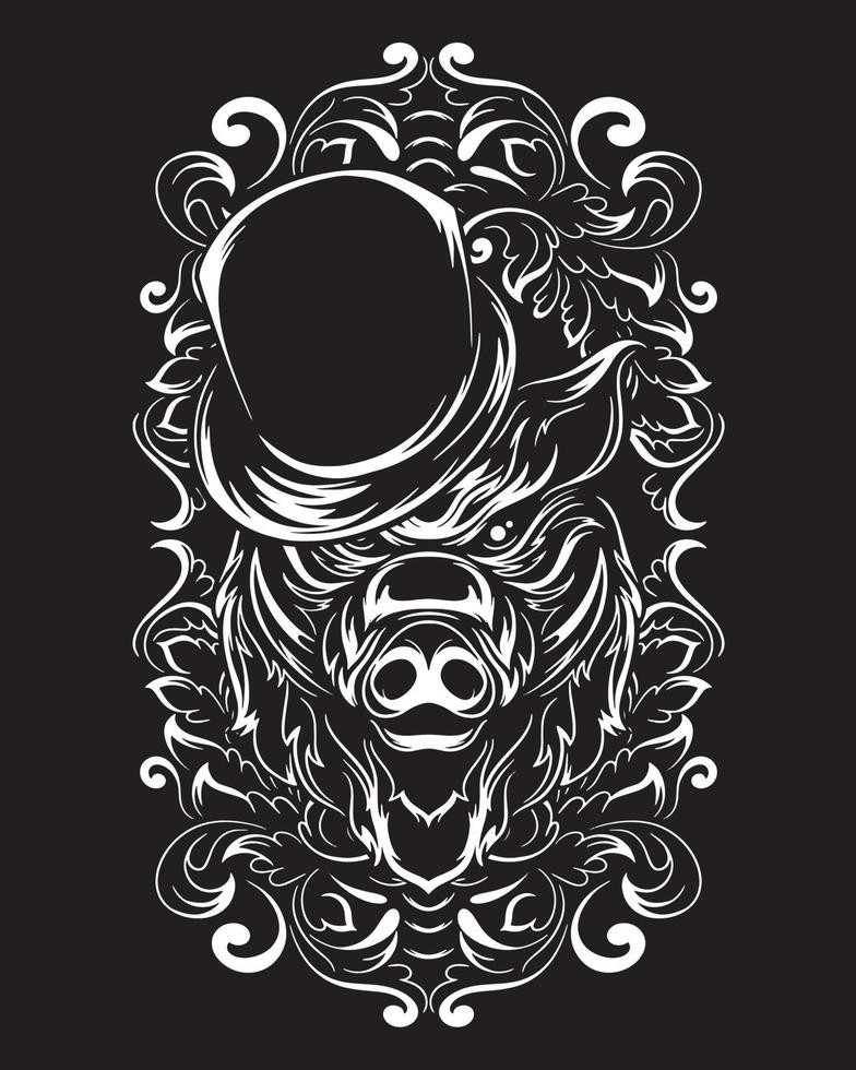 goochelaar wild zwijn kunstwerk illustratie en t-shirt ontwerp vector