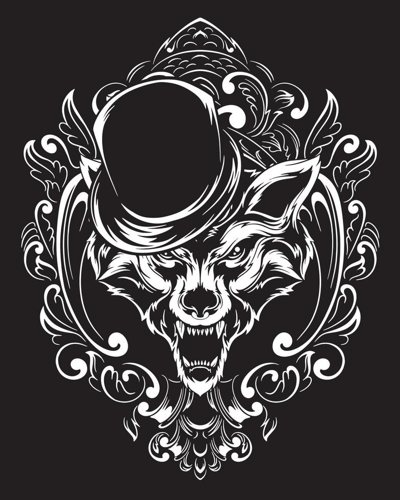 goochelaar wolf kunstwerk illustratie en t-shirt ontwerp vector