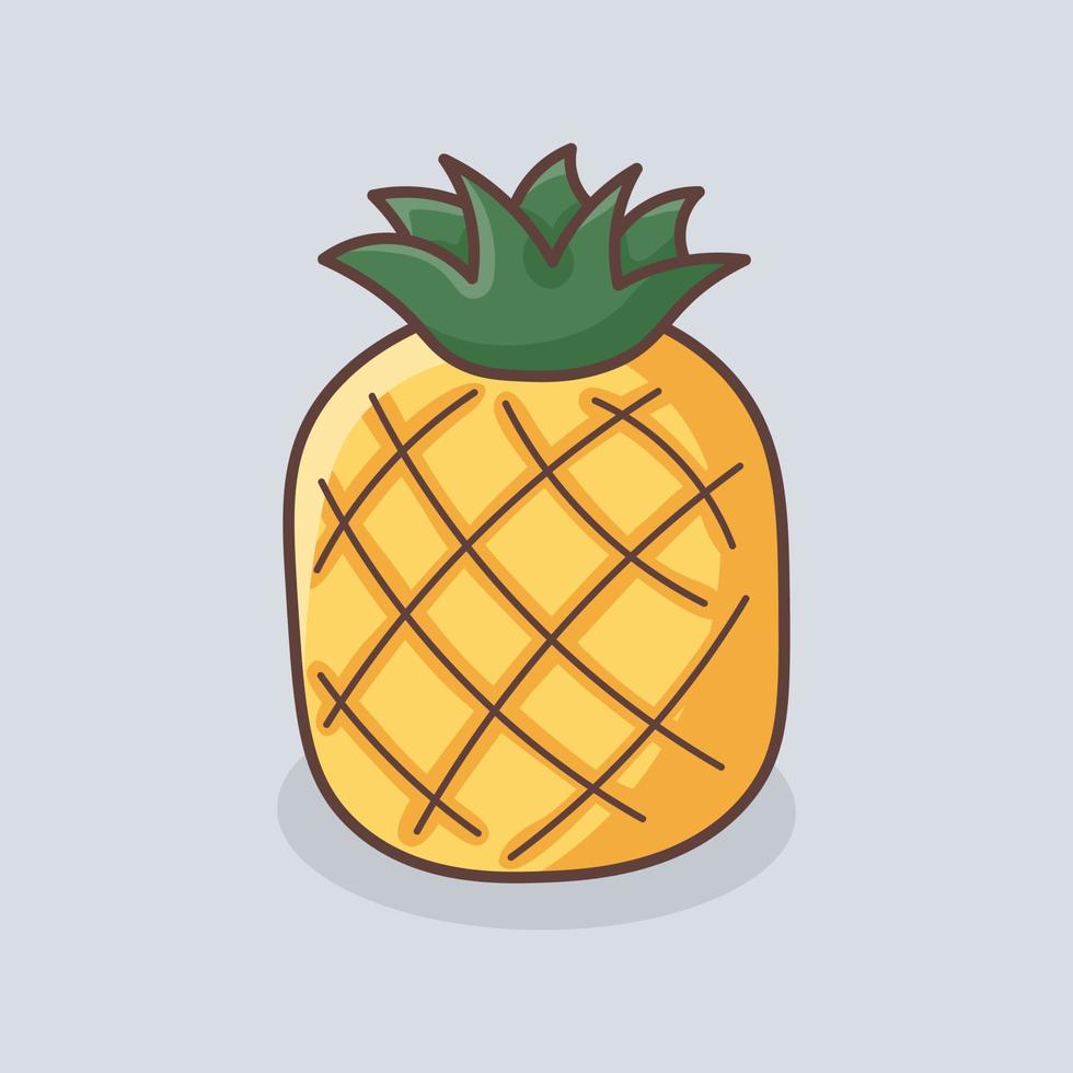 met de hand getekende illustratie van vers ananasfruit vector