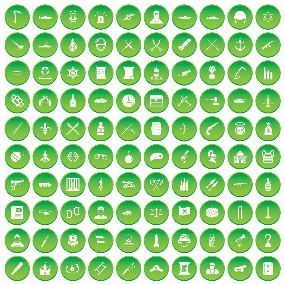 100 rijkdom pictogrammen instellen groene cirkel vector