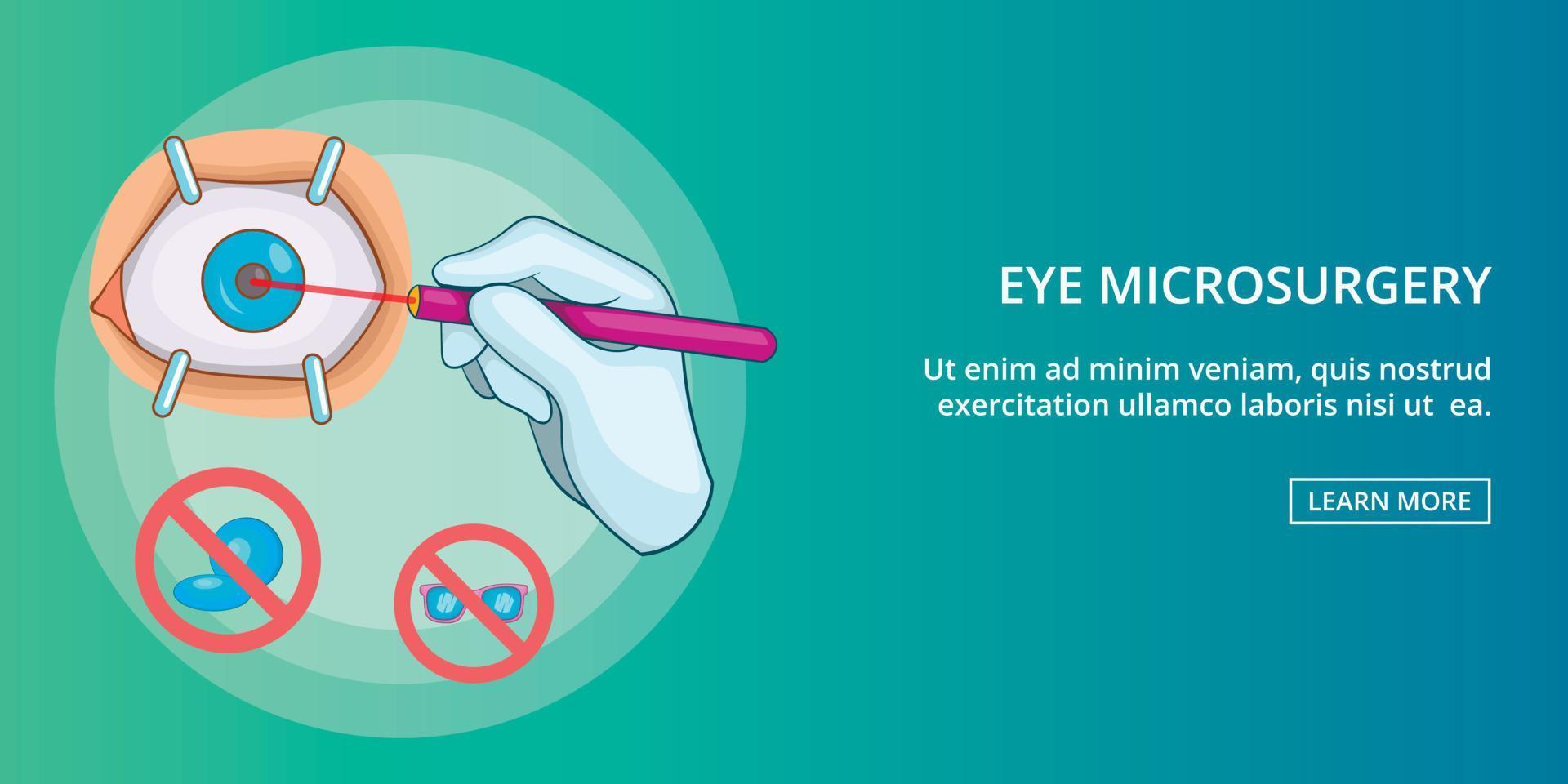 oog microchirurgie banner horizontaal, cartoon-stijl vector