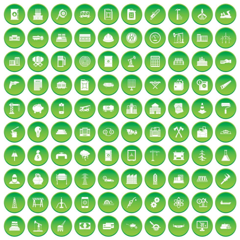 100 plantenpictogrammen instellen groene cirkel vector