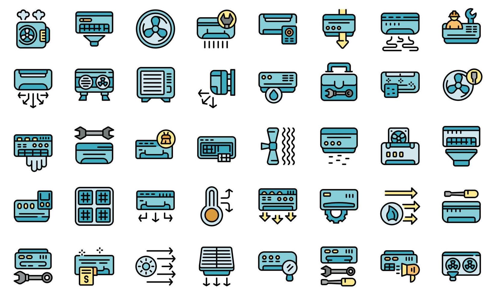 reparatie airconditioner pictogram, Kaderstijl vector