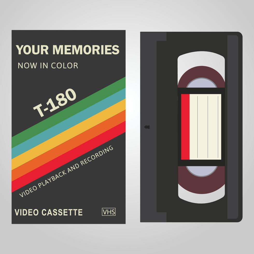 retro-stijl vhs-cassette met zwarte hoes vector