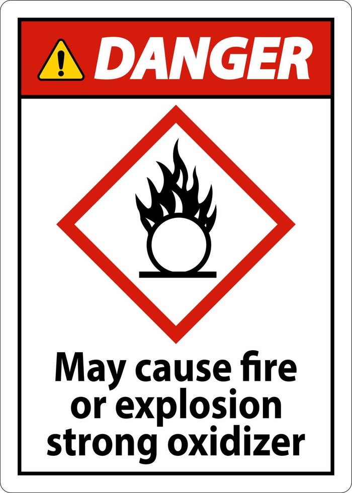 gevaar kan brand of explosie veroorzaken teken op witte achtergrond vector