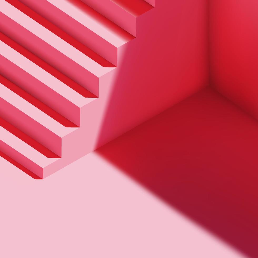 3D-realistische trendy roze pastel minimalistische trappen architectuur vector achtergrond