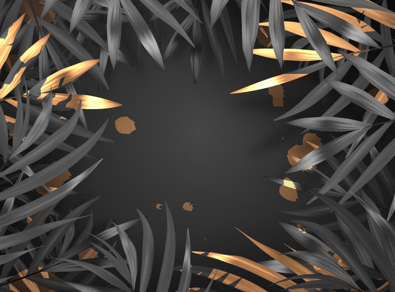 zwarte en gouden luxe 3D-realistische tropische palmbladachtergrond met exemplaarruimte vectorillustratie vector