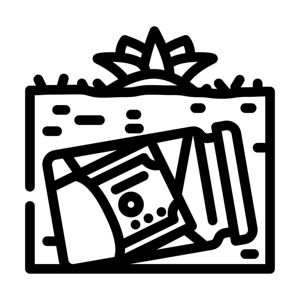 geld begraven in tuin lijn pictogram vectorillustratie vector