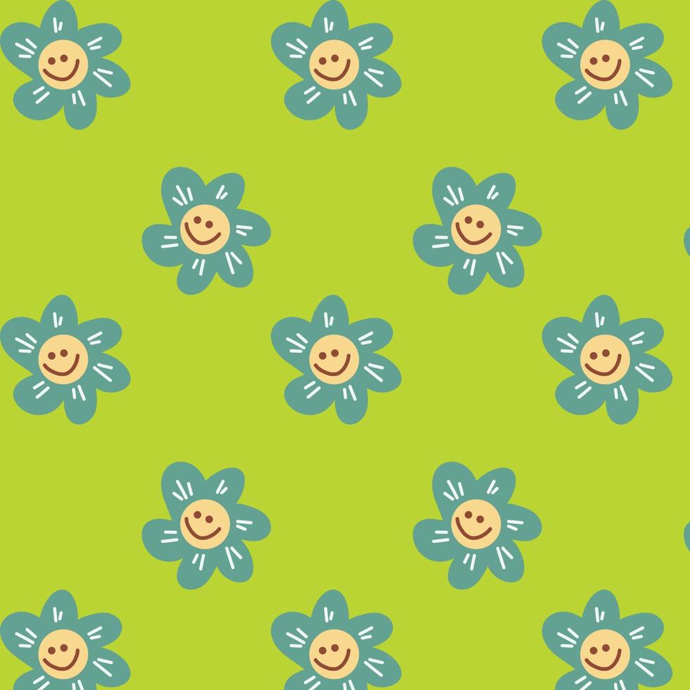 kleurrijk patroon met ditsy bloemen. Jaren '70, '80, '90 vibes florale achtergrond. retro psychedelische achtergrond met madeliefjebloemen vector