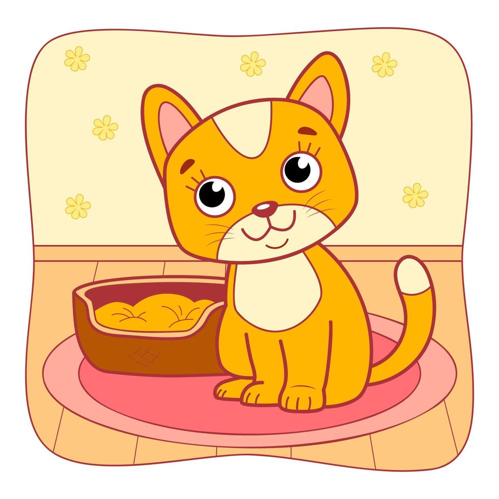 leuke kattencartoon. kat clipart vector. natuur achtergrond vector