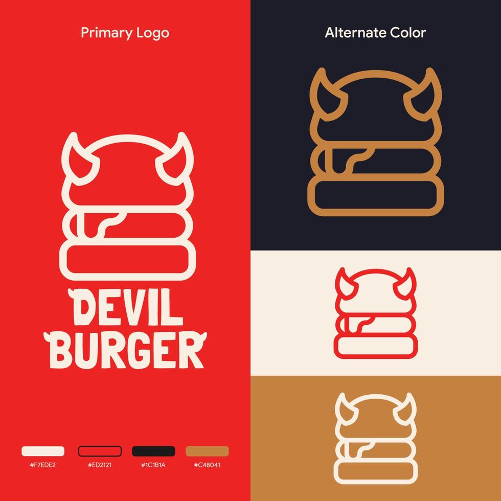 minimalistisch eenvoudig duivelsburger logo concept vector