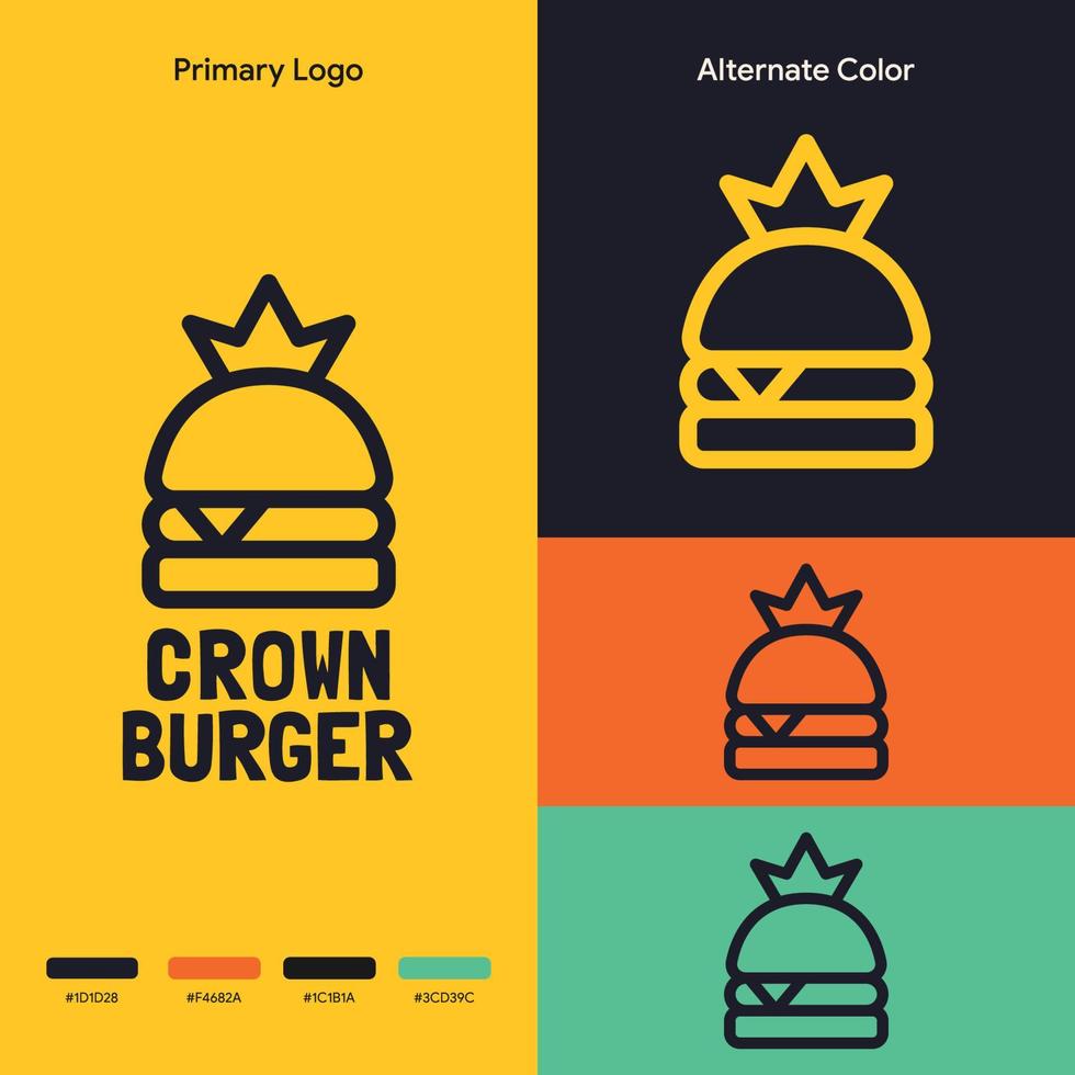 minimalistisch eenvoudig crown burger logo concept vector