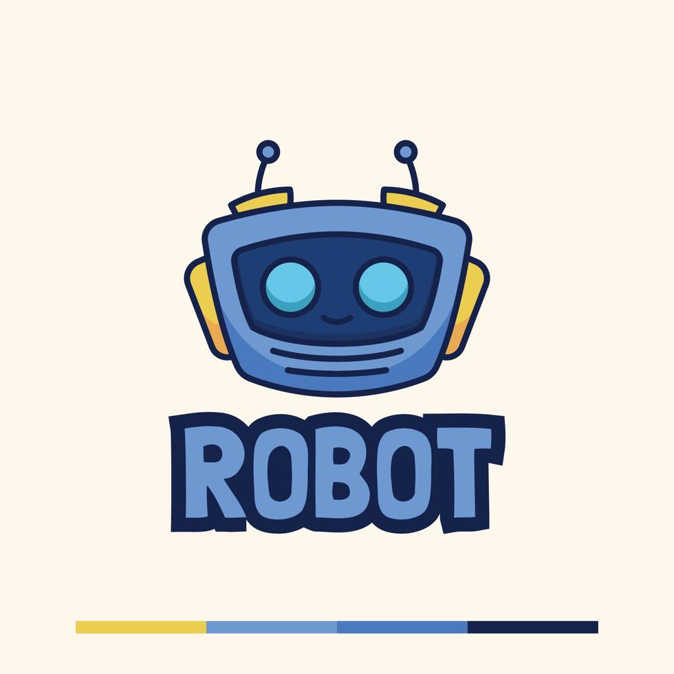 schattig minimalistisch robotmascotte-logo-ontwerp vector