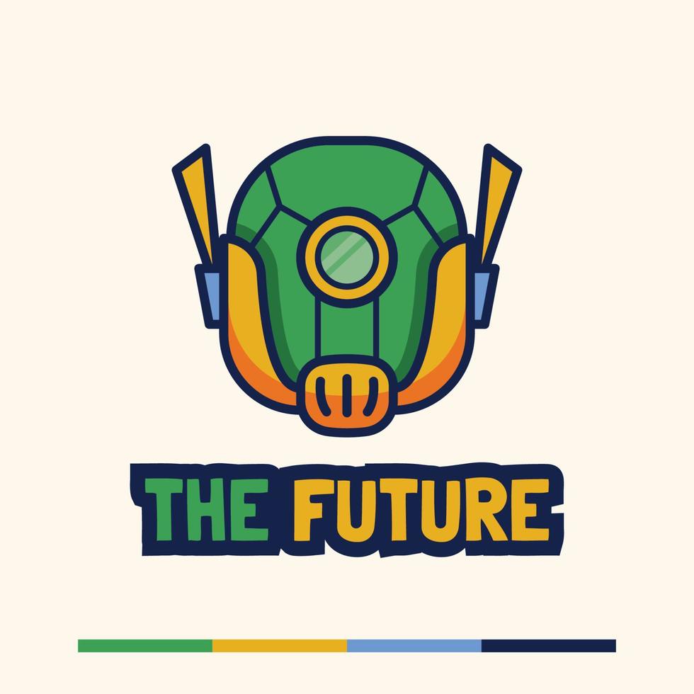 schattig minimalistisch robotmascotte-logo-ontwerp vector