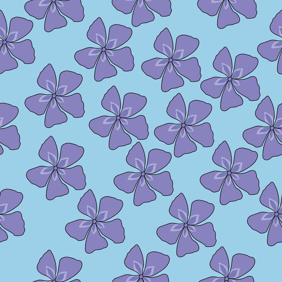 naadloos bloemenpatroon van blauwe bloemen op een zachte blauwe vectorillustratie als achtergrond vector