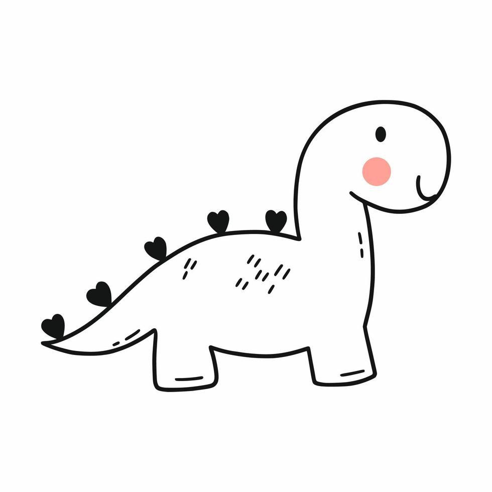 schattige dinosaurus. baby dino. vector doodle illustratie voor een kind. kleurboek.