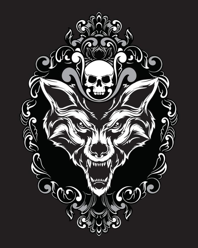 wolf artwork illustratie en t-shirt design premium vector