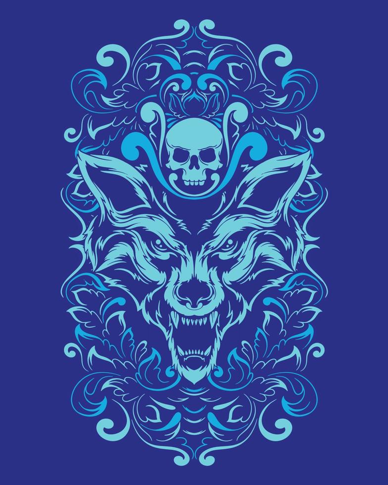 wolf artwork illustratie en t-shirt design premium vector