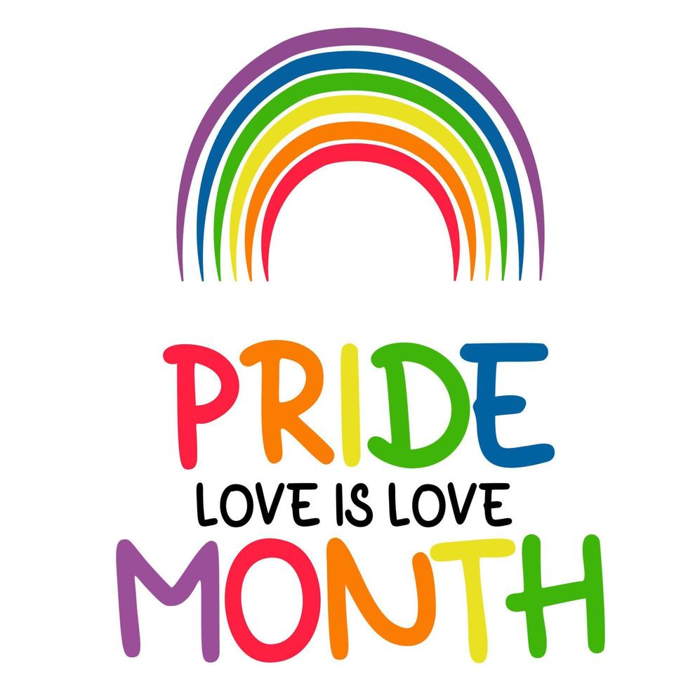 LGBT Pride maand. liefde is liefde. lgbtq-symboolregenboog met lgbt-trots. vlag of regenboogkleuren. vectorillustratie. gay pride-maand, groovy feest. vector