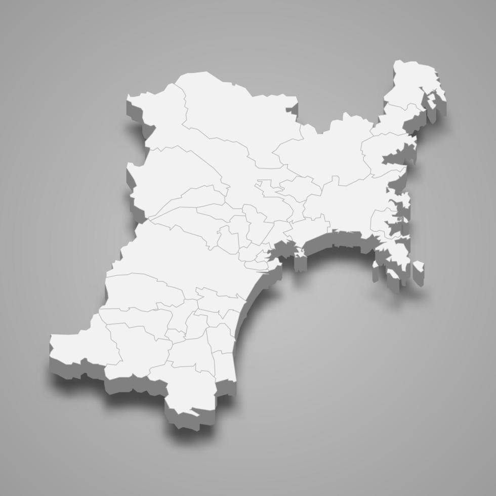 3D-kaart prefectuur van japan sjabloon voor uw ontwerp vector