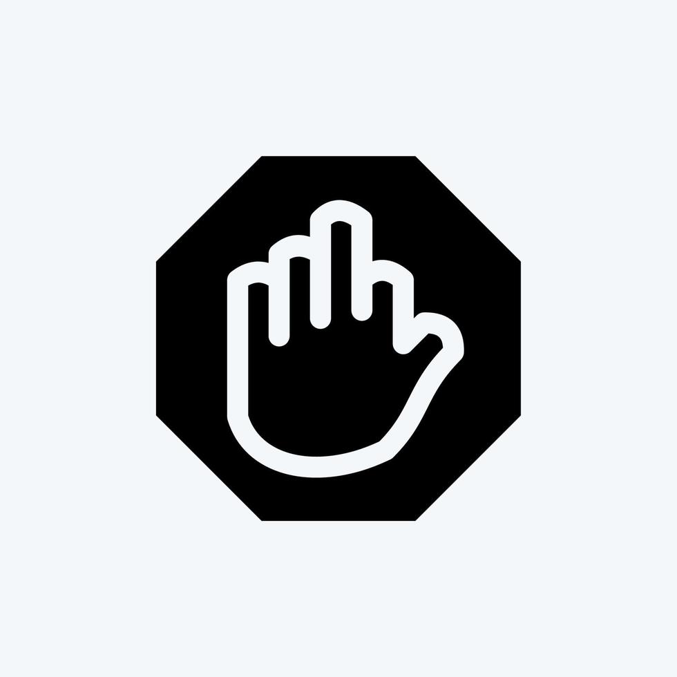 pictogram stop hand. geschikt voor het bouwen van symbool. glyph-stijl. eenvoudig ontwerp bewerkbaar. ontwerp sjabloon vector. eenvoudige illustratie vector