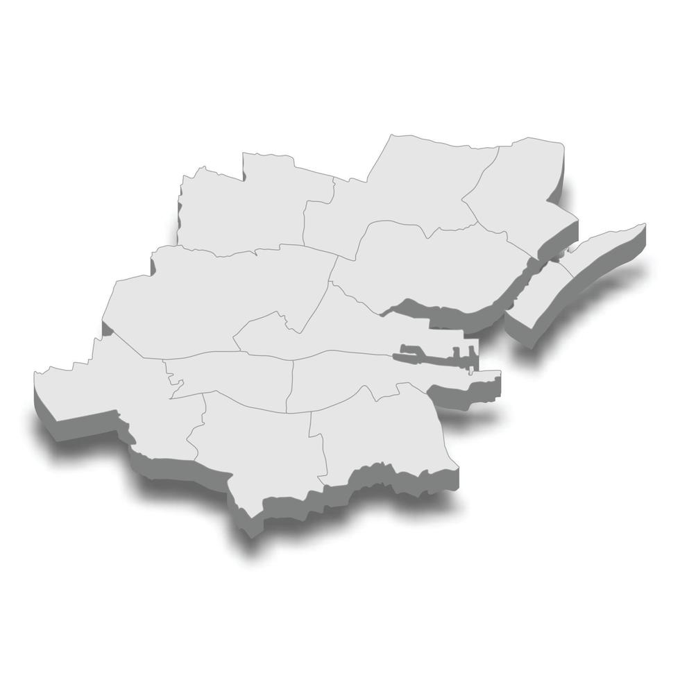 3d isometrische kaart van dublin city is een hoofdstad van ierland vector