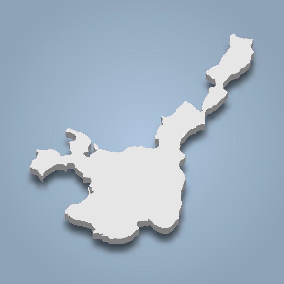 3d isometrische kaart van ishigaki is een eiland in japan vector