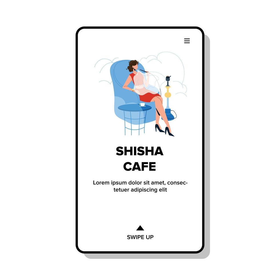 shisha café ontspannende en rokende vrouw vector