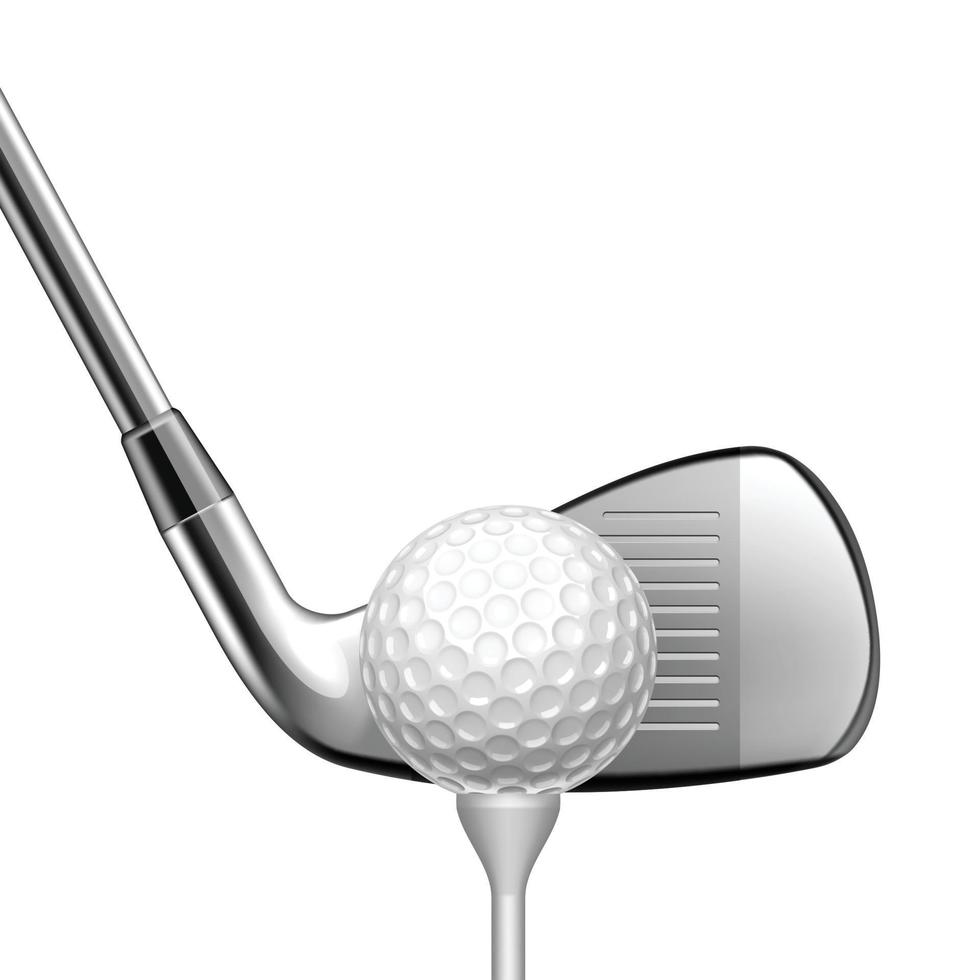 golfclub en bal op tee sportuitrusting vector