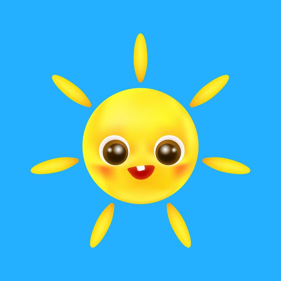 zomer zon cartoon kind gezicht gelukkige glimlach vectorillustratie. vector