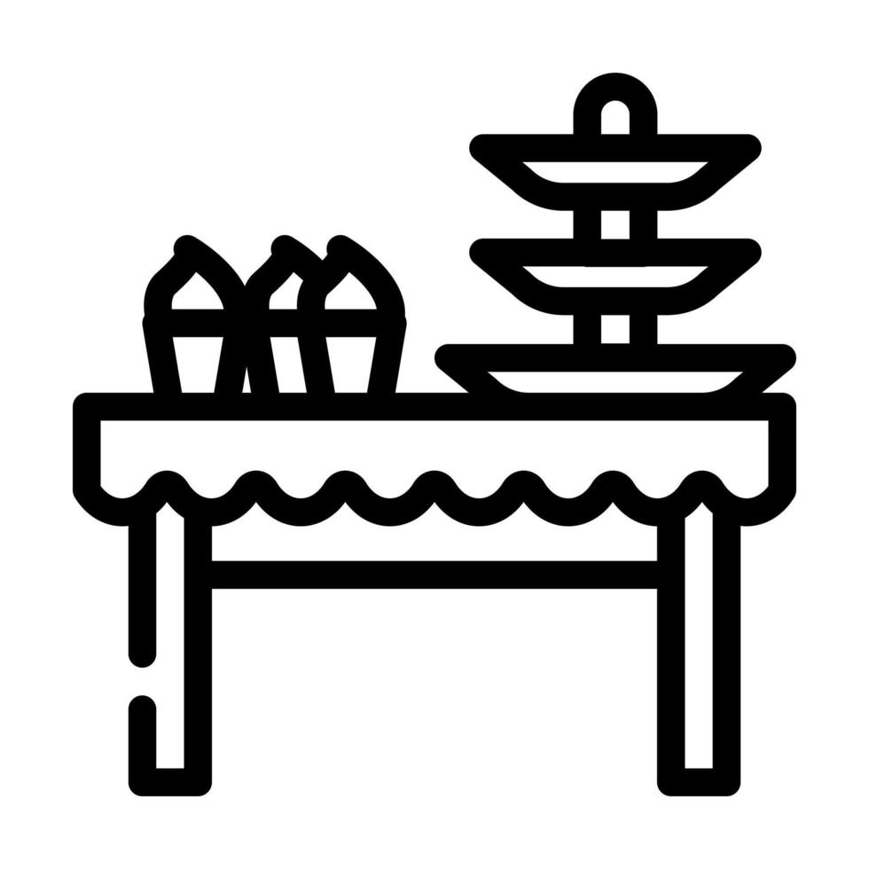 dessert tafel buffet lijn pictogram vectorillustratie vector