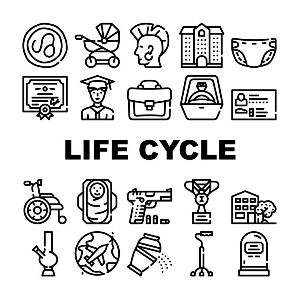 levenscyclus mensen collectie iconen set vector