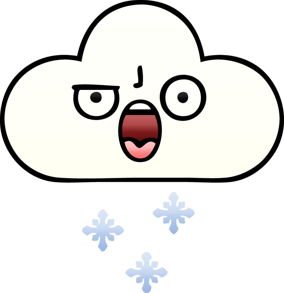 gradiënt gearceerde cartoon sneeuwwolk vector