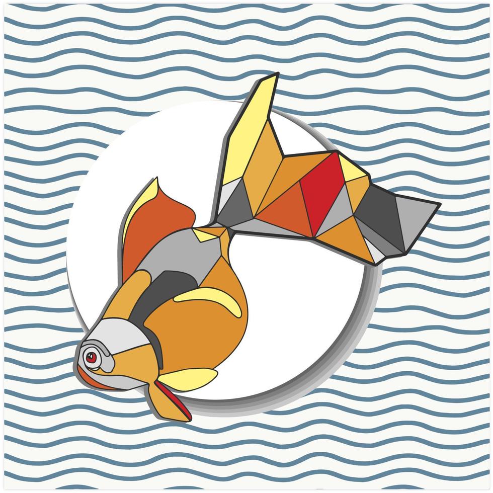 vis uit driehoeken, goudvis, grafische, driehoekige vectorillustratie vector