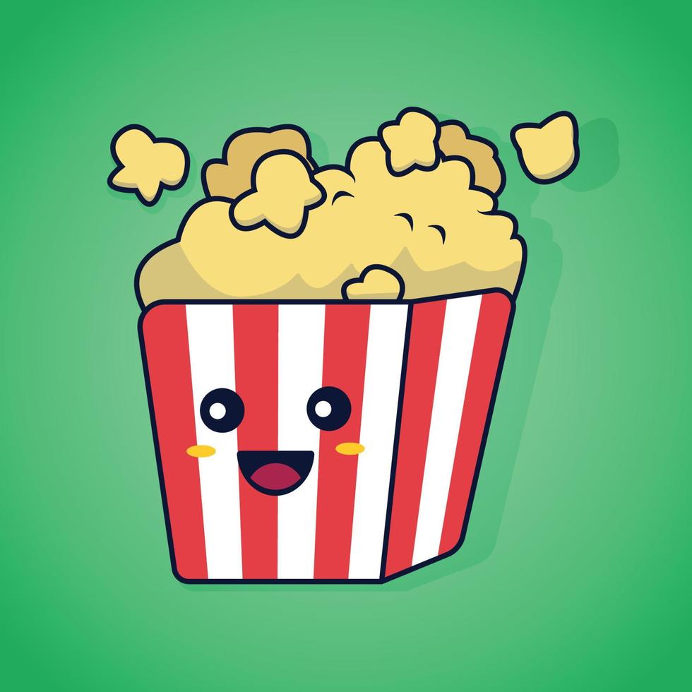 schattig pop corn stripfiguur ontwerp vector