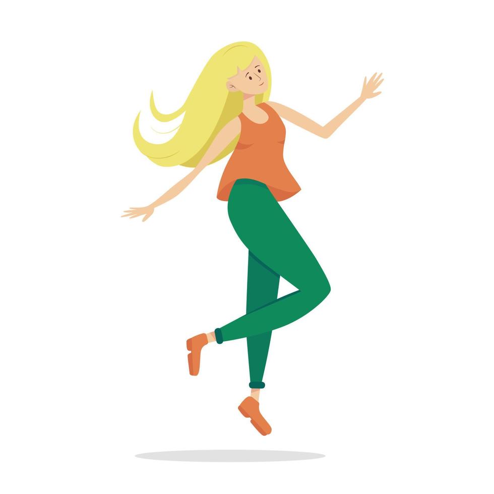 gelukkig springen vrouw geïsoleerd op wit. drijvende vrouw vectorillustratie vector