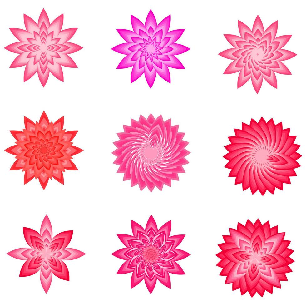 set van bloem bloesem botanisch bloemblaadje pictogram sticker abstracte achtergrond patroon vectorillustratie vector