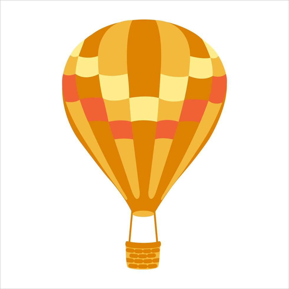 oranje gestreepte luchtballon met mand. hete luchtballon geïsoleerd op een witte achtergrond. plat cartoonontwerp. vector. vector