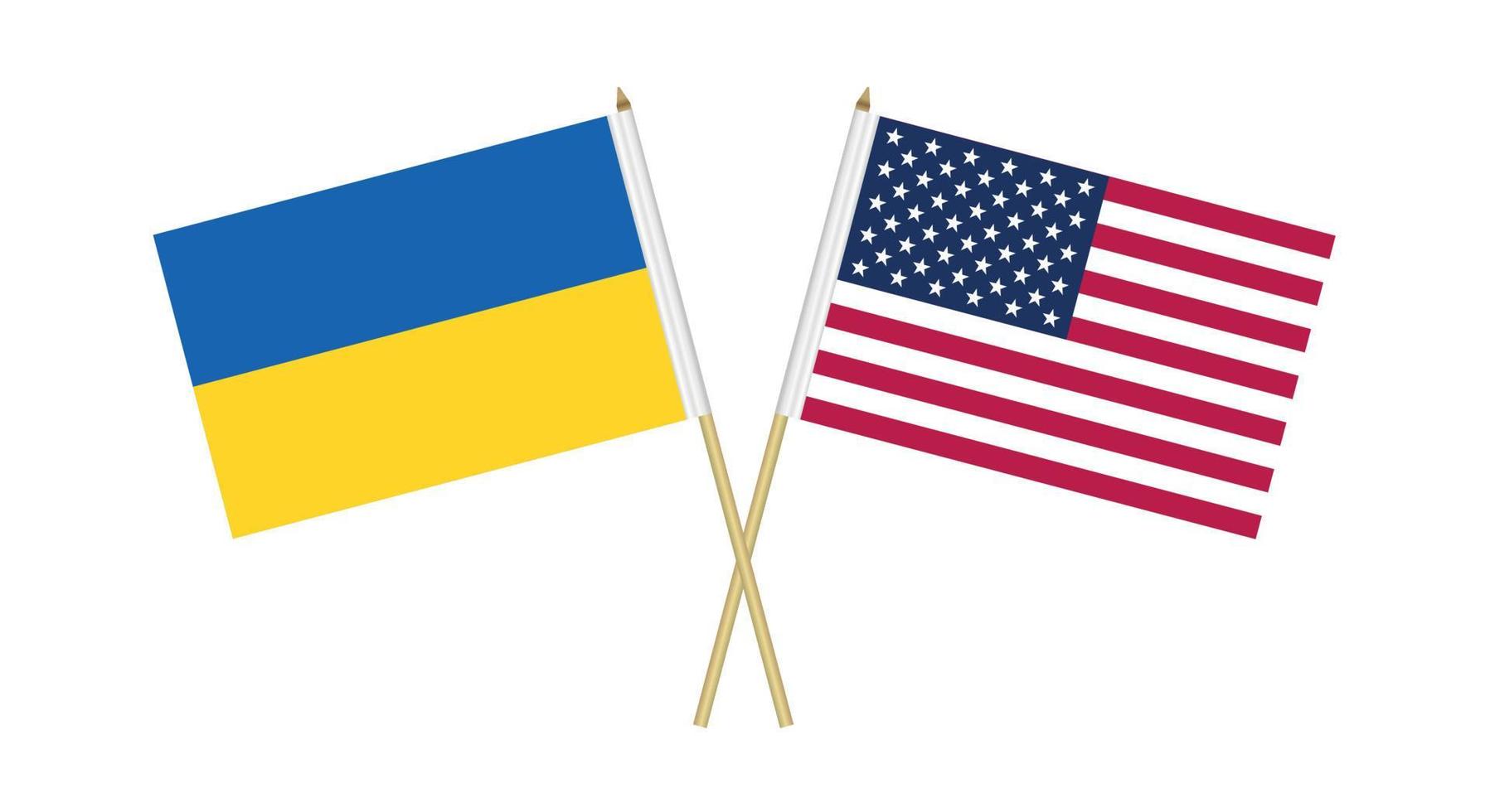 Amerikaanse en Oekraïense vlaggen pictogram geïsoleerd op een witte achtergrond. vector