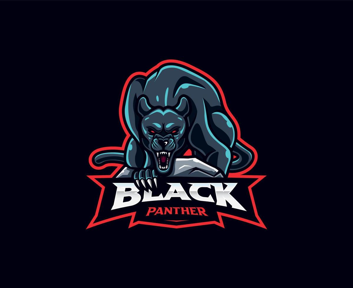 zwarte panter mascotte logo ontwerp. boze zwarte panter vectorillustratie. logo illustratie voor mascotte of symbool en identiteit, embleem sport of e-sports gaming team vector