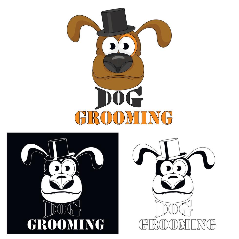 hond trimmen. hondenservice-logo voor salons en dierenkappers. vectorillustratie. vector